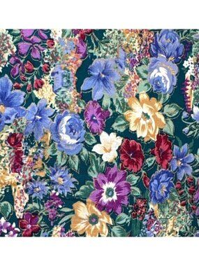 Floral Cotton Fabric 15x40" Multicolor Flowers Green Background Sewing Quilting